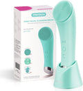 Silicone Face Scrubber, Rechargeable Facial Cleansing Brush with Heat Massage End, Vibrating Exfoliator Scrubber for Deep Cleaning, Waterproof Face Brush for Women and Men (Greenau)