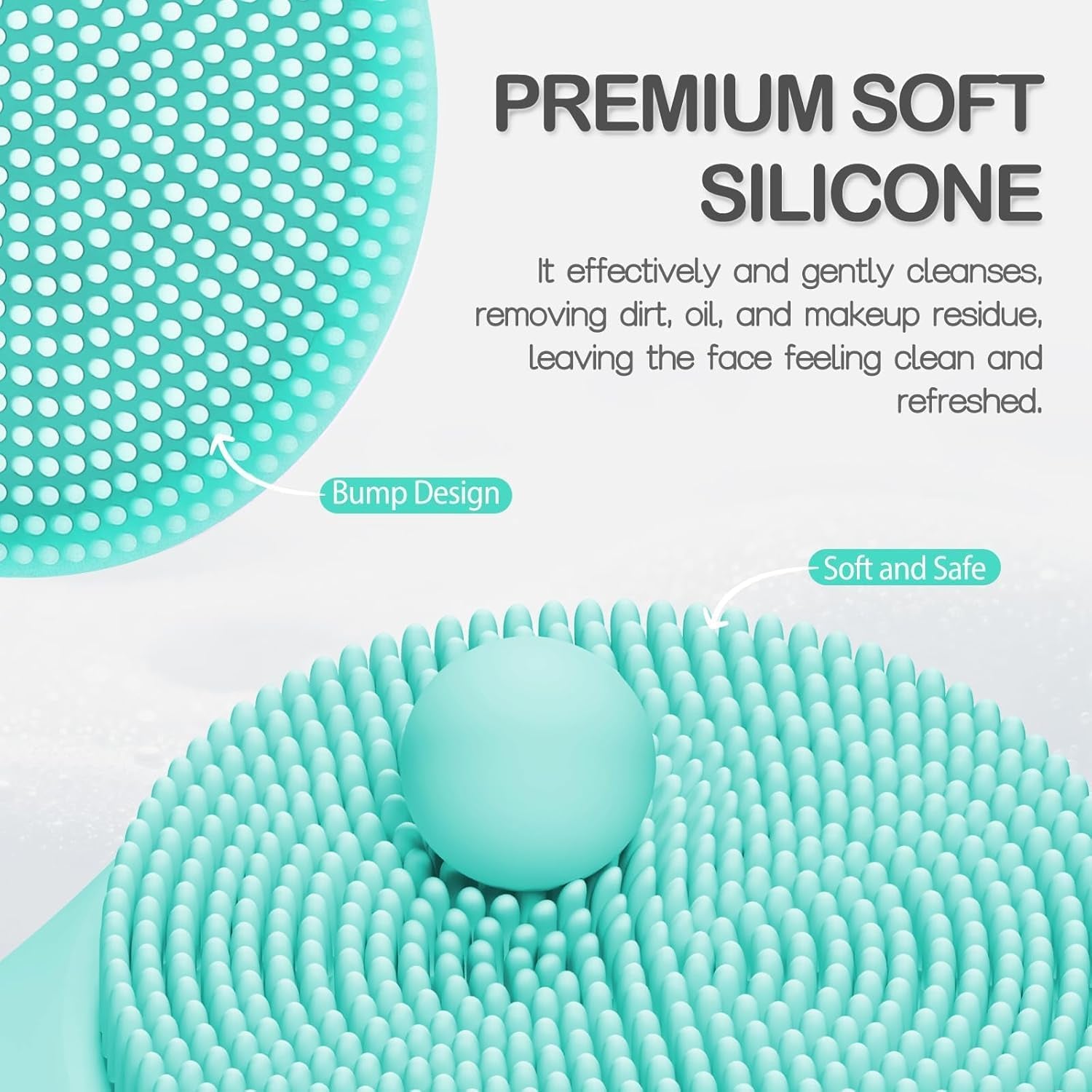 Silicone Face Scrubber, Rechargeable Facial Cleansing Brush with Heat Massage End, Vibrating Exfoliator Scrubber for Deep Cleaning, Waterproof Face Brush for Women and Men (Greenau)